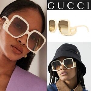 GUCCI GG1326S OVERSIZED SQUARE SUNGLASSES IN IVORY NWT 480$